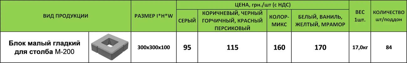 Блок гладкий для столба 300х300х100