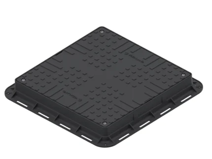 Люк пластиковий 700х700 DN560 квадратний легкий сірий з замком А15