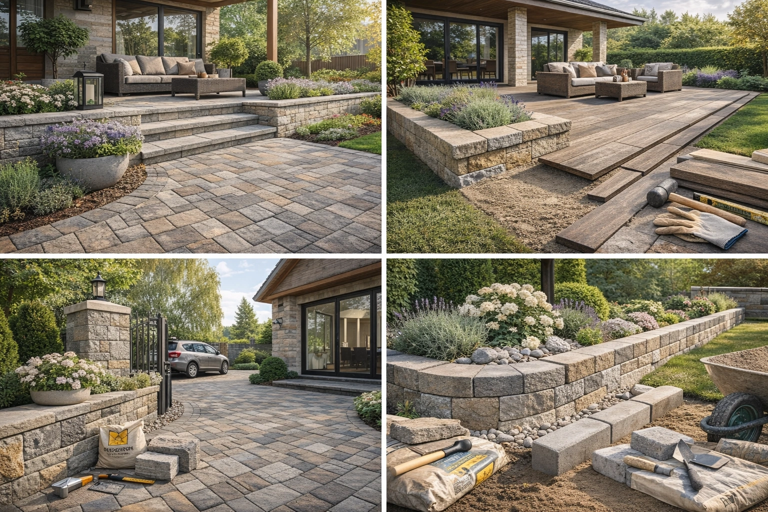 тротуарна плитка Золотий Мандарин двір тераса блоки для паркану благоустрій