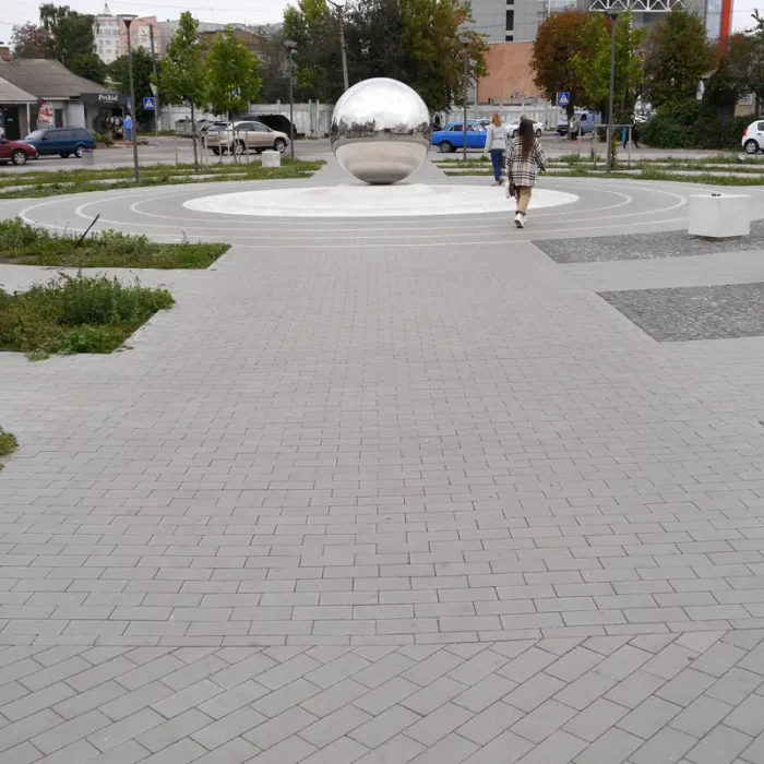 Тротуарна плитка Кирпич 200×100 без фаски у кольорі Сірий