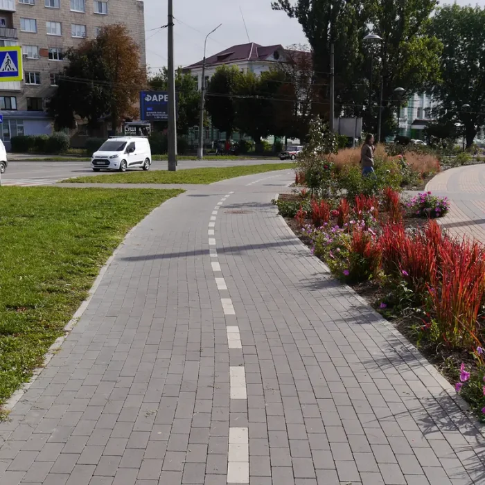 Тротуарна плитка Кирпич 200×100 без фаски у кольорах Сірий та Білий