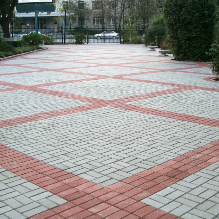 Тротуарна плитка Кирпич 200×100 у кольорах Сірий та Червоний