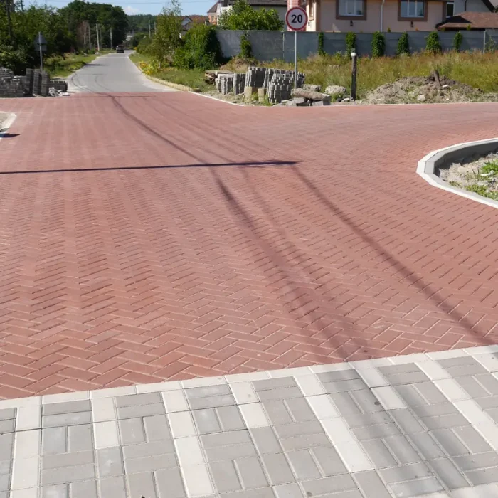 Тротуарна плитка Кирпич 200×100 у кольорах Сірий, Червоний та Білий