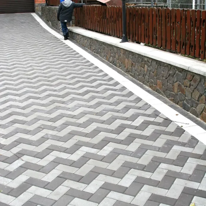 Тротуарна плитка Кирпич 200×100 у кольорах Сірий та Чорний графіт