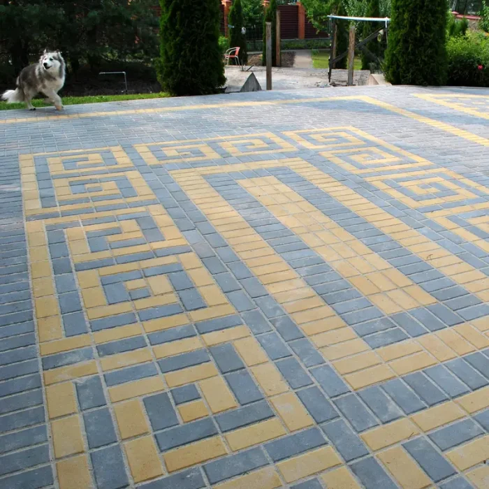 Тротуарна плитка Кирпич 200×100 у кольорах Сірий та Жовтий