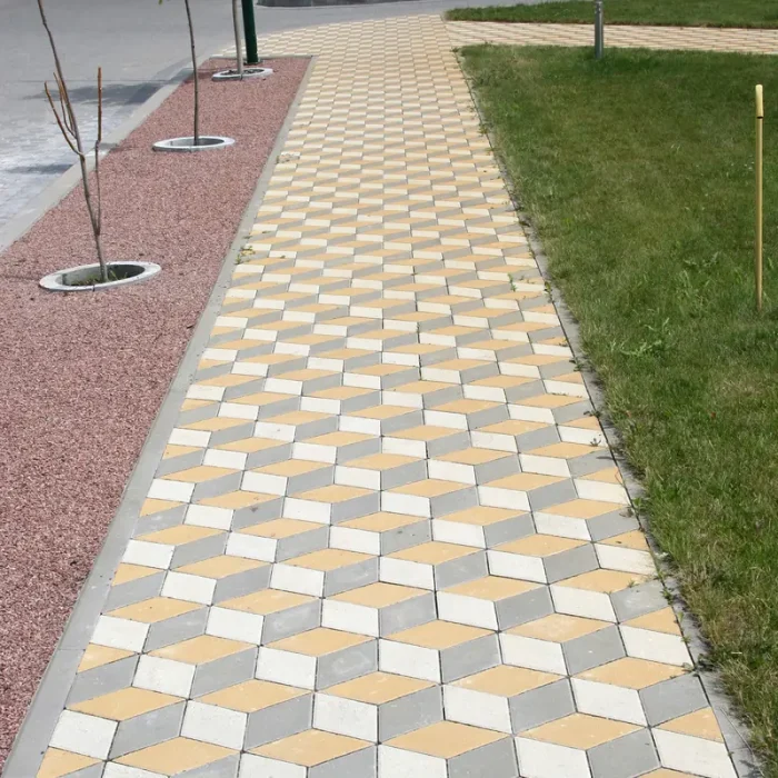 Тротуарна плитка Ромб у кольорах Сірий, Жовтий та Білий